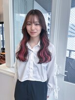 アンス 大阪梅田(ANs.)&nbsp;インナーカラー　レイヤーカット　うる艶波巻きヘア