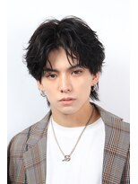 ネイビー(NAVY)&nbsp;フェザーパーマ マッシュウルフ