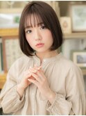 大人かわいい切りっぱなし伸ばしかけ丸みボブh3上尾20代30代40代