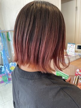 ニューヨークニューヨークマザーズ(NYNY Mothers) グラデーション/ピンクパープル/切りっぱなしボブ/外ハネ