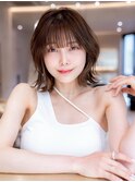 チョコグレージュ/20代30代大人かわいい/ミディアムレイヤー