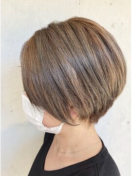 エルプラスヘアー 平尾店(L+hair) 30代40代大人可愛い小顔ショートボブ丸みベージュ