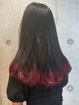 アンド アノン(and anon)&nbsp;エンドカラー 黒髪 レッド ブリーチカラー 裾カラー ロング