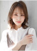 ショコラベージュボブルフベビーバングカールくびれヘア