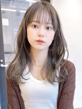セイドット フクオカ(Say.FUKUOKA) Say.吉田伊織　シースルーバング　レイヤー　オリーブグレージュ