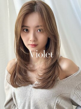 バイオレット 表参道店(Violet) ブリーチなしベージュ内巻きシースルーロングレイヤーカット