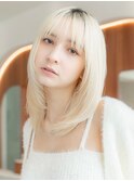 大人かわいい前髪セシルカットココアブラウンフリンジウェーブ