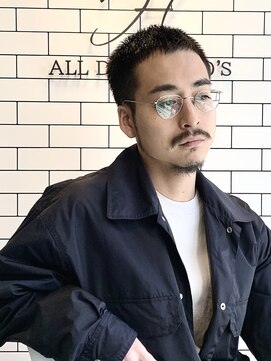 オールデイハローズ(ALL DAY HELLO'S) 30代黒髪ベリーショート束感短髪刈り上げビジネス【河原町】