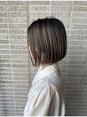 ワンレンボブ　グレージュ　インナーカラー　髪質改善　自由が丘