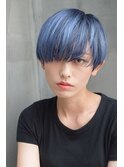 ブルーアッシュ＃マッシュ＃ショート＃ブリーチカラー