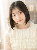 ツヤ感美髪アッシュブラック切りっぱなしボブh3戸頭20代30代40代