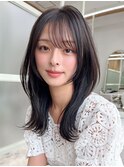 韓国風レイヤー／薄め前髪／暗めカラー／大人ガーリー