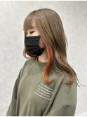 #インナーオレンジ×ベージュ/10代/20代/ミルクティーカラー