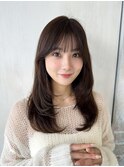 小顔バングワンカールレイヤー似合わせカットこなれヘア新宿