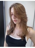 海外girl フェイスレイヤー カーテンバング　ナチュラルベージュ