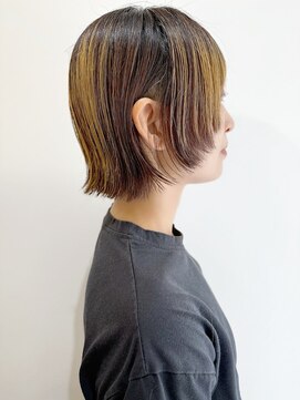 ラトリエコンタン(L´atelier Content) 伸ばしかけアンブレラカラーと姫カットボブ