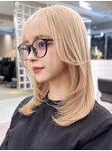 渋谷ミルクティーベージュハイトーンカラーヘーゼルベージュ30代