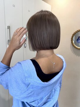 ローヴ 梅田(L'aube) 切りっぱなしボブ 髪質改善 オリーブベージュ グレージュ