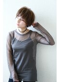 ジェレンダーレスとろみモーブカラーニュアンスショート