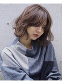 atelier.femモーブブラウン ウェーブ×ミディアム