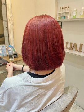 ナンバー ユアイロ 川崎(N° uairo) 【池田】レッド ボブスタイル ／川崎駅西口徒歩4分
