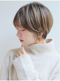 【銀座◇成田】丸みショートオリーブベージュくびれ小顔
