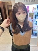 ナチュラルブラウン×小顔顔回りレイヤーカット