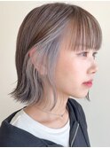 ダブルカラー外ハネボブインナーカラーハイライトケアブリーチ