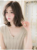 mod's姪浜/オリーブグレーくびれヘア乾かすだけ小顔ボブパーマi