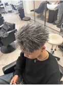 メンズパーマホワイトメッシュツイストジェットモヒカン