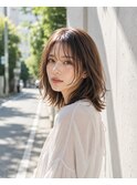 ロブ×オリーブグレージュ×フェイスラインレイヤー