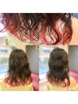ディーリンク 南橋本店(HAIR MAKE DLINK) ふわくしゅパーマ毛先オレンジ