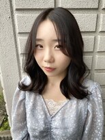 ヘアデザイン アンジェロカフェ(Hair Design Angelo cafe)&nbsp;韓国風くびれミディ×艶感カカオブラウン【20代30代40代】