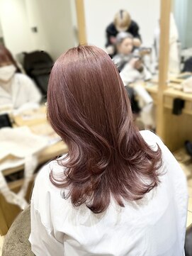 バイオレットジェム(Violet`jem) ミディアムレイヤーチェリーピンクラベンダーピンクくびれヘア