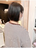 福山美容室Caary ダークグレージュ透明感春ヘア丸みひし形ボブ