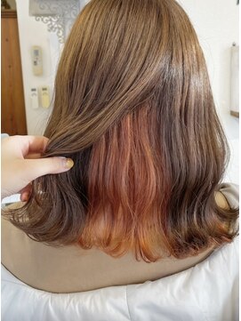 サンズ(suns) 【Miyuki】ブリーチ1回でつくるオレンジインナーカラー