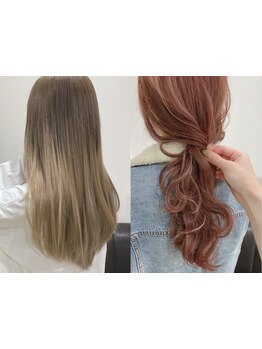 ダメージ補修《R on ケアカラー》で髪にうるおいとツヤを与え、ダメージレスに理想の髪色を叶えます◎