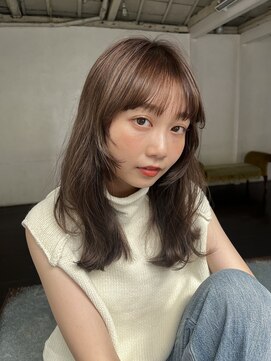 ロンドプランタン 恵比寿(Lond Printemps) ウルフレイヤーカット顔周り前髪韓国ミディアムロング/恵比寿
