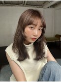 ウルフレイヤーカット顔周り前髪韓国ミディアムロング/恵比寿
