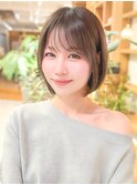 ナチュラルボブ前髪ありイメチェン20代30代40代50代ショートボブ