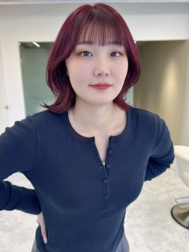 つやつやカシスレッド/ゆるふわ韓国風レイヤー