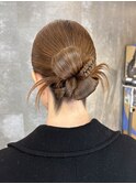 ヘアセット お呼ばれヘア タイトヘア カチモリ シニヨン 原宿