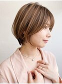 透明感カラー◎丸みショートボブ×20代30代小顔レイヤー