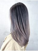 バレイヤージュロング_レッドブラウンハッシュカット_ba463711