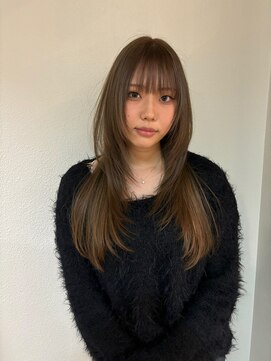 リト(riTo) くびれヘアアプリコットオレンジ夏ハイライトカラーレイヤー