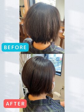 ヘアールシア(hair Lucia) 【ショートボブ】丸みを残した縮毛矯正で扱いやすく華やかに