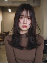 ケシキ 表参道 原宿(kesiki.)&nbsp;ミディアムレイヤー顔周りレイヤーハッシュカット韓国へア