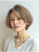似合わせショートボブ白髪ぼかし脱白髪染め40代50代60代♪