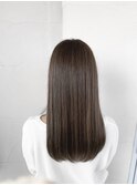 大人可愛いナチュラルストレートロングフォギーベージュ