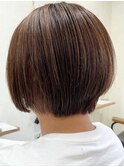 大人可愛い20代30代40代黒髪前下がりショートボブ丸みショート◎